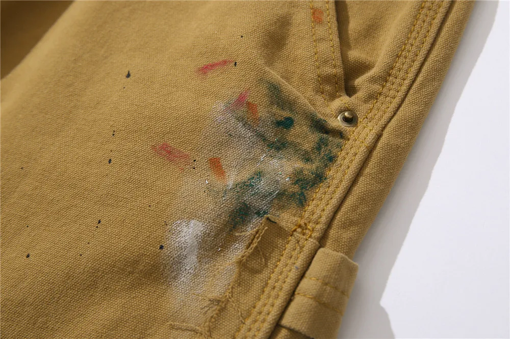 Y2k Denim Baggy Vibe Style Graffiti Flared Pants Mens High Streetwear Loose Stitching Jeans Casual Wide Leg Pantalones Yellow