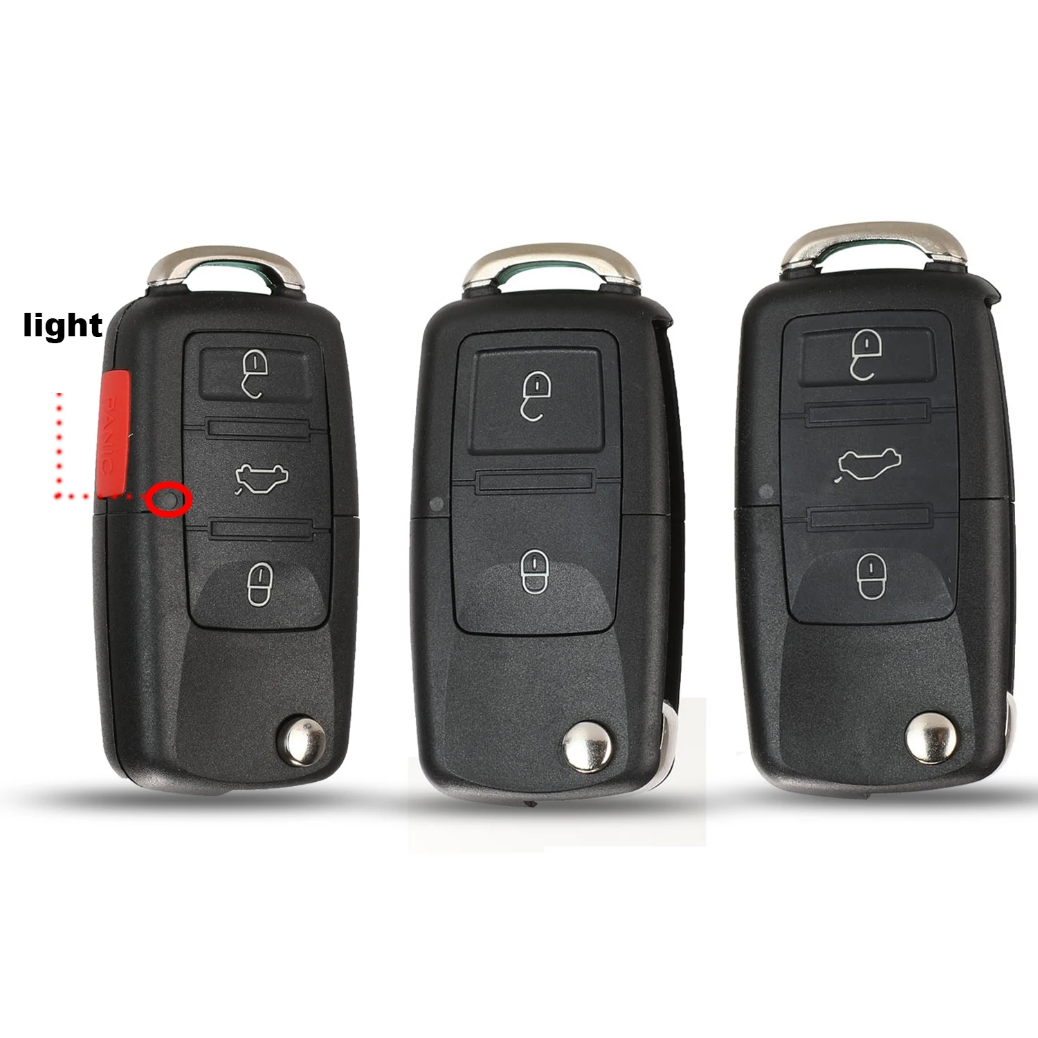 

jingyuqin Replacement Folding Car Remote Key Shell Case Fob For VW Passat Polo Golf Touran Bora Ibiza Leon Octavia Fabia Logo