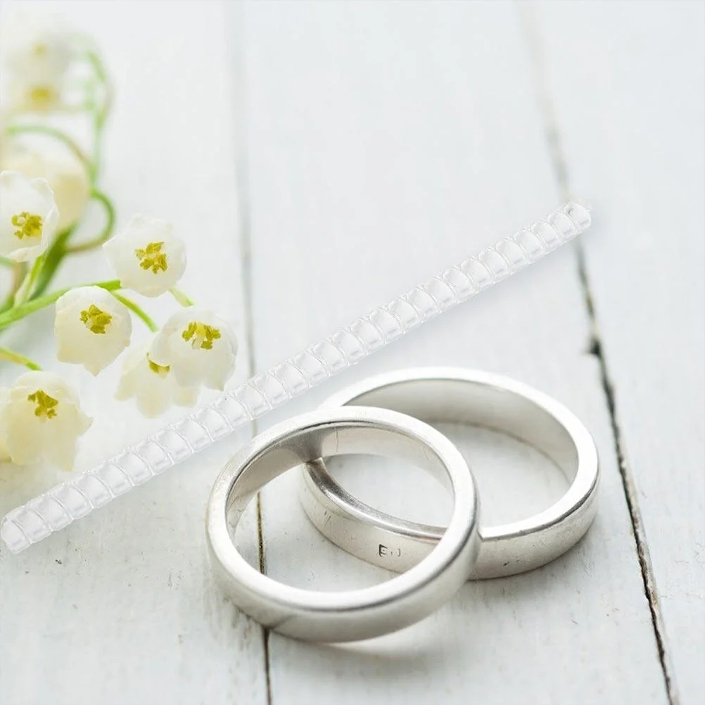 8 Pcs Telephone Line Plastic Spring Adjuster Rings Woman Jewelry Guard Golden Loose Sizer Resizing Tool Tightener Invisible