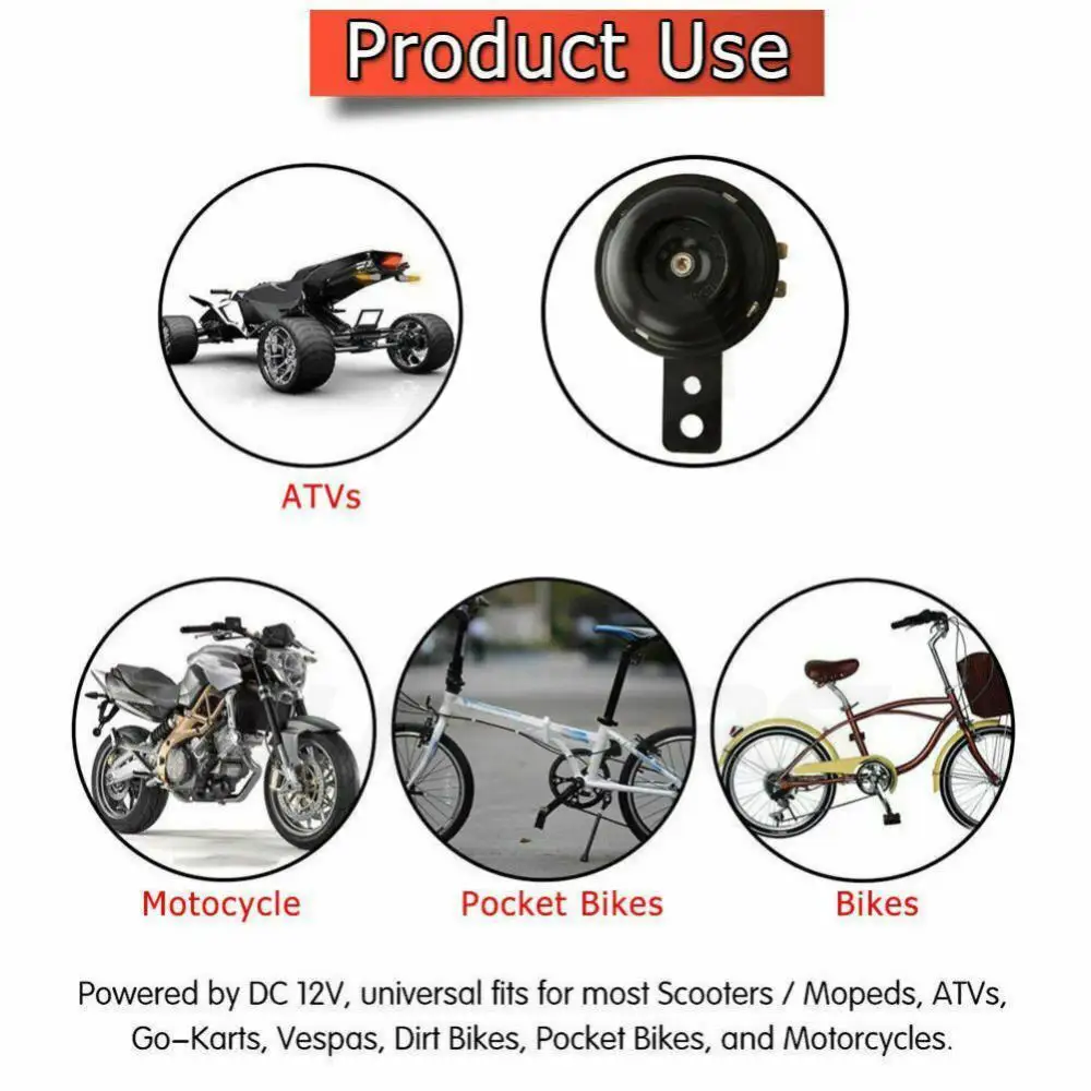 

12v/48v 1.5a 105db Waterproof Car Motorcycle Electric Horn Durable Round Loud Horn Speakers For Scooter Moped Dirt Bike Car Horn