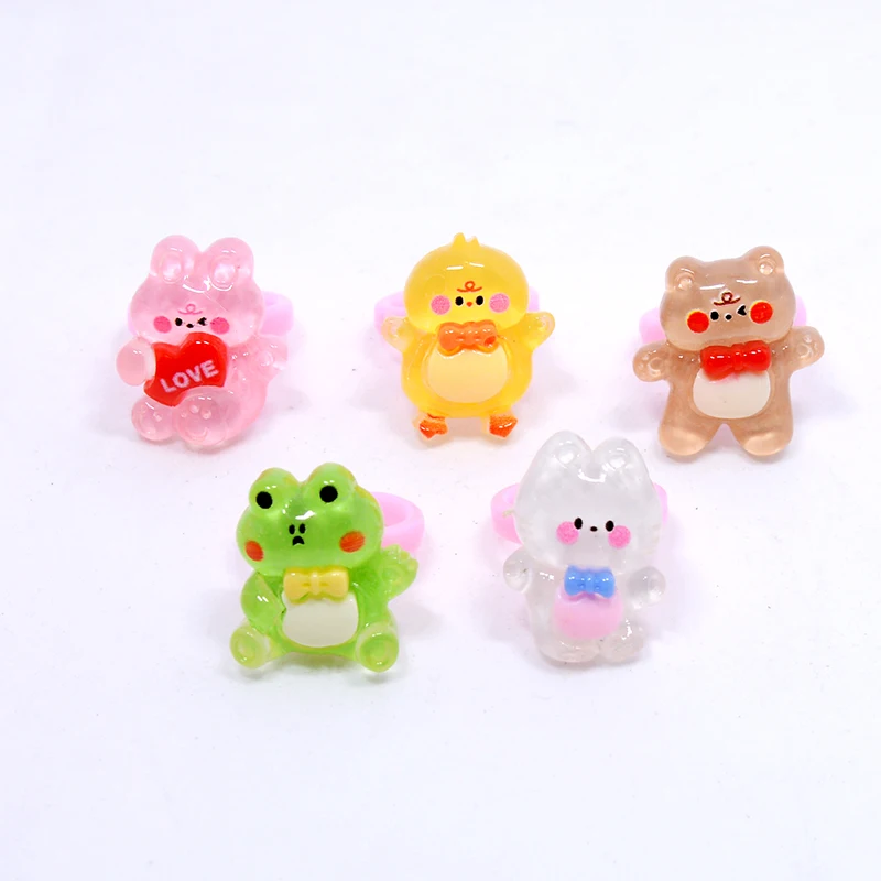 5/10/20Pcs Cute Cartoon Kids Rings Jewelry Accessories Princess animal Girls Children Finger Ring Party Supplies Gifts images - 6