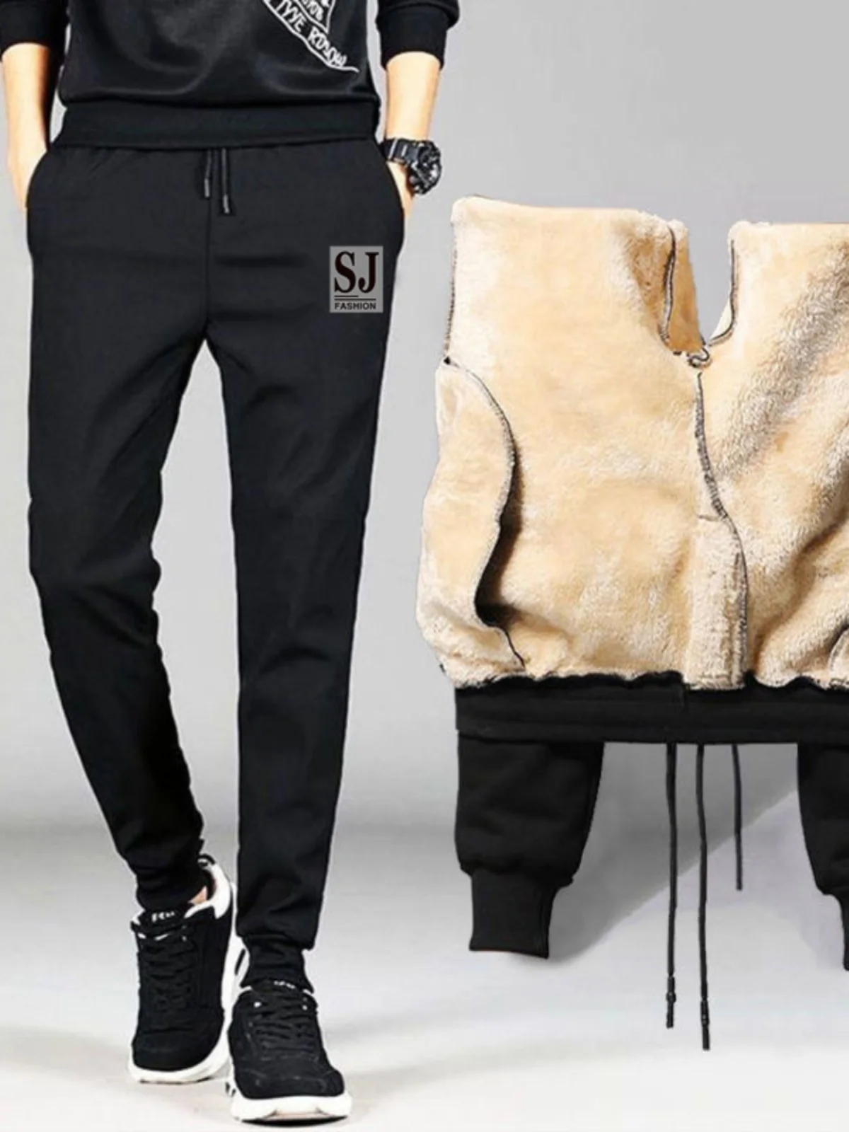 Winter Men's Fleece-lined Fat Brother Commuting Pants Plus size Business Loose Warm Berber Fleece Ankle-Tied Pant... |