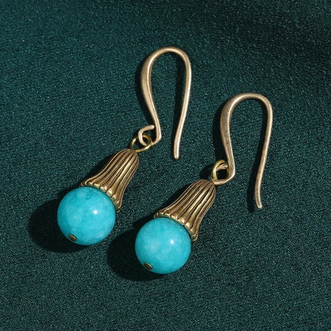 Бирюзовые серьги-капельки STALAIT из меди