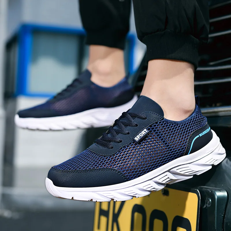 

Casual Men Tennis Mesh Shoes Soft Light Weight Driving Walking Sports Sneakers Summer Comfort Running Shoes Big Size 39-46