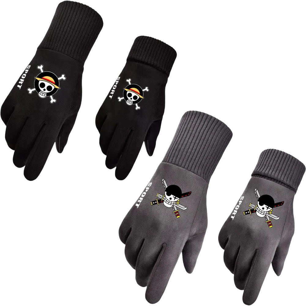

Anime One Piece Monkey D Luffy Tonytony Chopper Roronoa Zoro Cartoon Outdoors Cold Prevention All Finger Warm Gloves