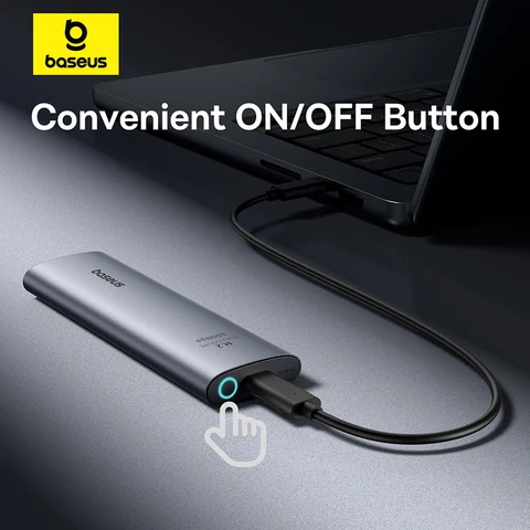【Новая распродажа】Baseus M2 SSD-корпус 10 Гбит/с NVMe Protocol M.2 to USB Type C 3.2 Gen2 8TB Металлический внешний адаптер NVME SSD Case