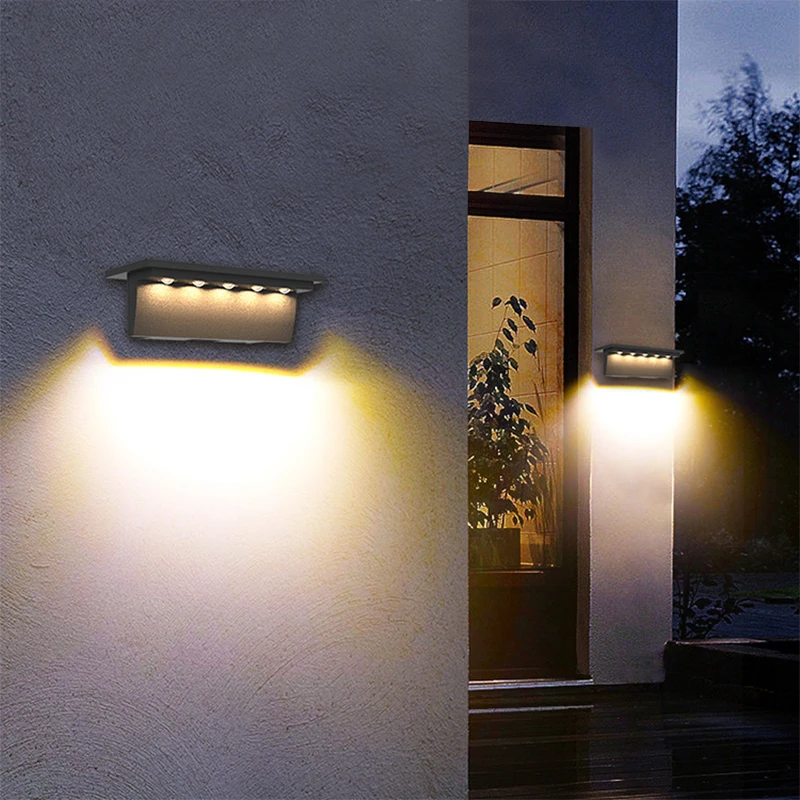 Solar Wall Lights LED Garden Fence Decor Solar Lamp Outdoor Waterproof 2 Color Modes Deck Light For Patio Balcony Street Yard
