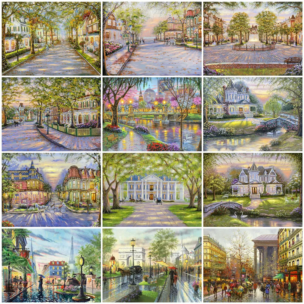 

Алмазная 5D картина Huacan «сделай сам», Набор для вышивки крестиком в городе, улице, пейзаж, мозаика, вышивка крестиком, украшение для стен ручн...