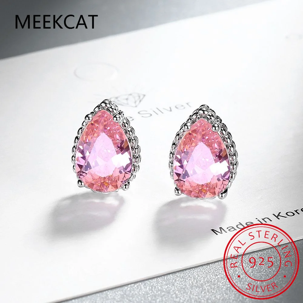 Серьги-гвоздики из стерлингового серебра 925 пробы с натуральным фиолетовым