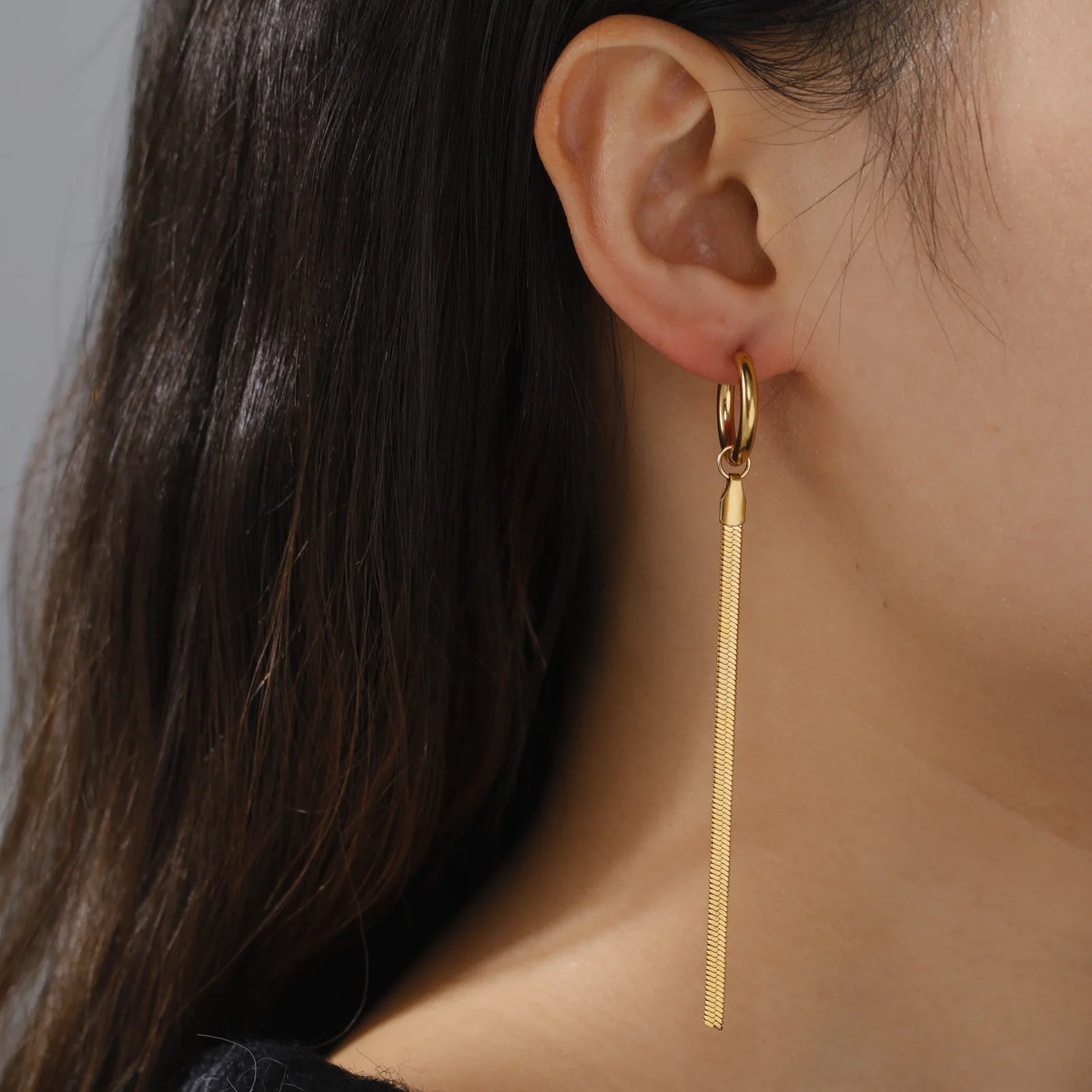 

Sipuris Snake Chain Long Tassel Drop Earrings for Women Stainless Steel Gold Color Pendants Minimalist Earrings Jewelry Gifts