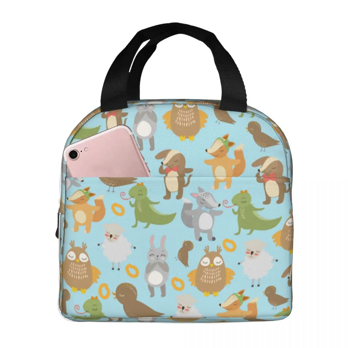 

Insulated Lunch Bag Thermal Cute Birds Forest Animals Tote Bags Cooler Picnic Food Lunch Box Bag