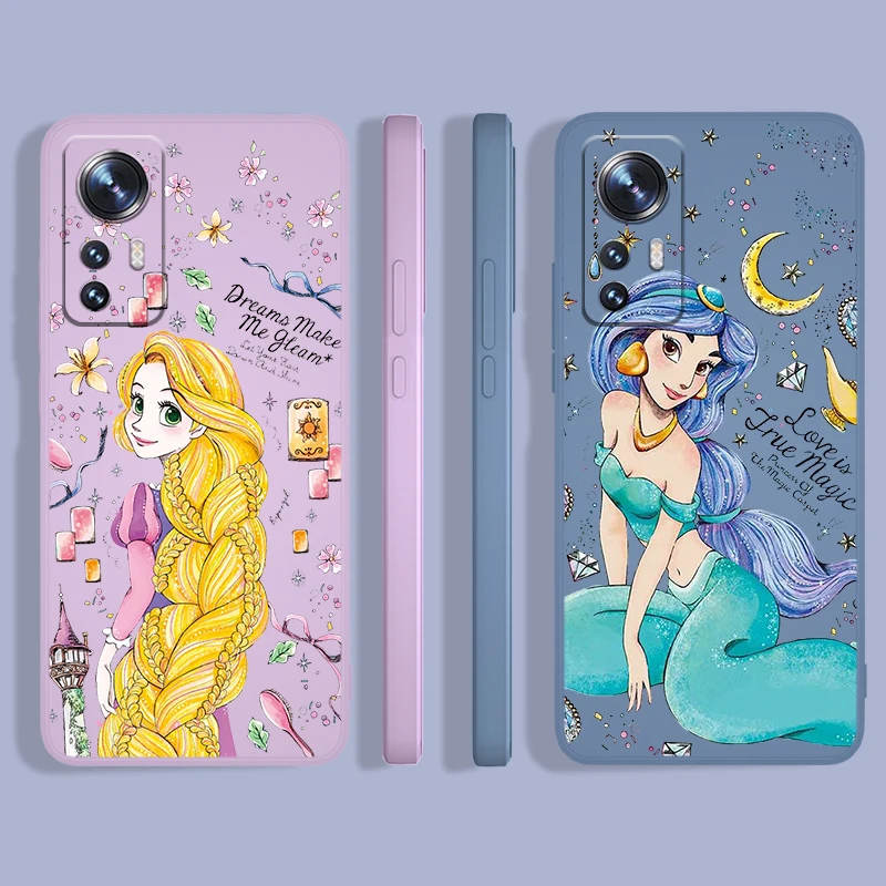 

Disney Pretty Princess Phone Case For Xiaomi Mi 12 11 11T 10 10T 9 9SE Lite Pro Ultra A3 Liquid Candy Color Shell Cover Fundas