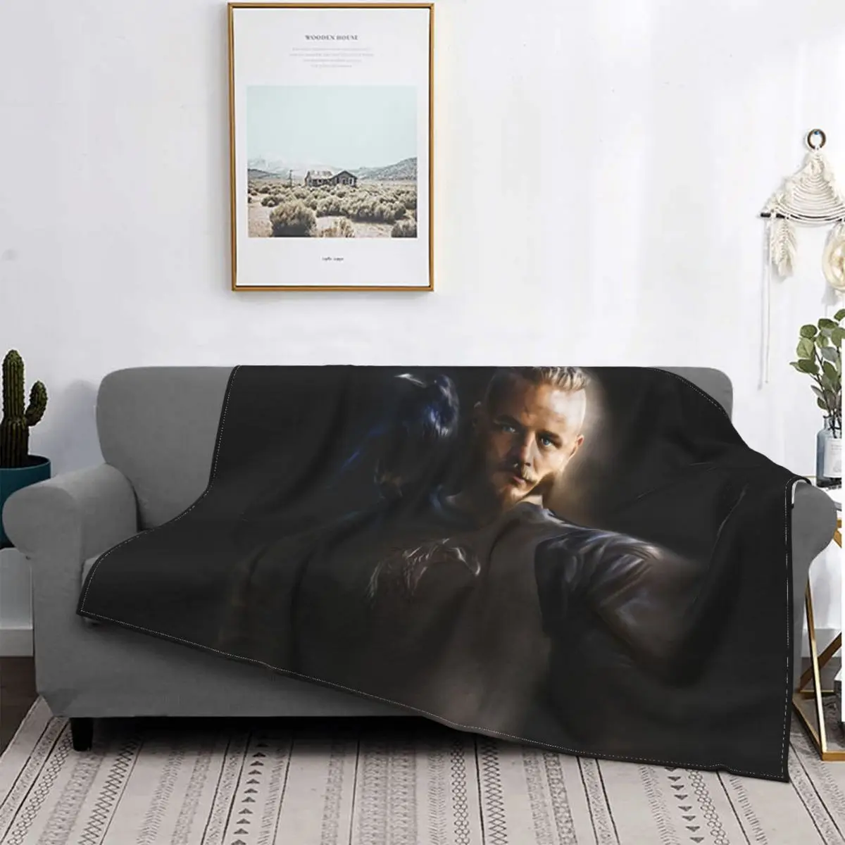 

Ragnar Vikings Blanket Velvet Print King Ragnar Portable Super Warm Throw Blanket For Sofa Travel Plush Thin Quilt