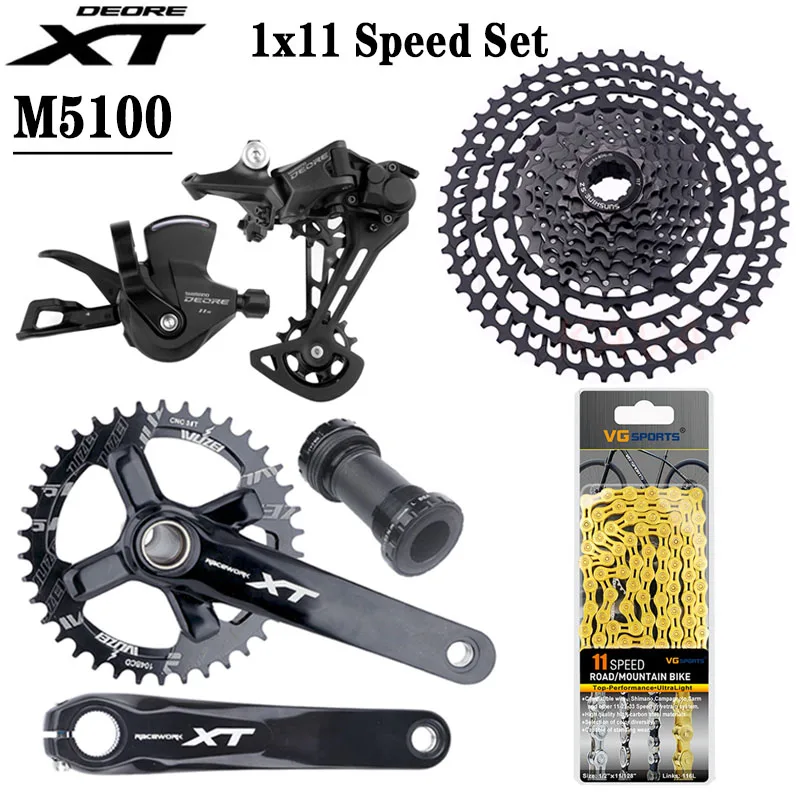 

Ultralight 1x11 Speed Deore M5100 MTB Bike Derailleurs Shifter Crankset VG 11S Chain Flywheel 46T 50T 52T Cassette 11V Groupset