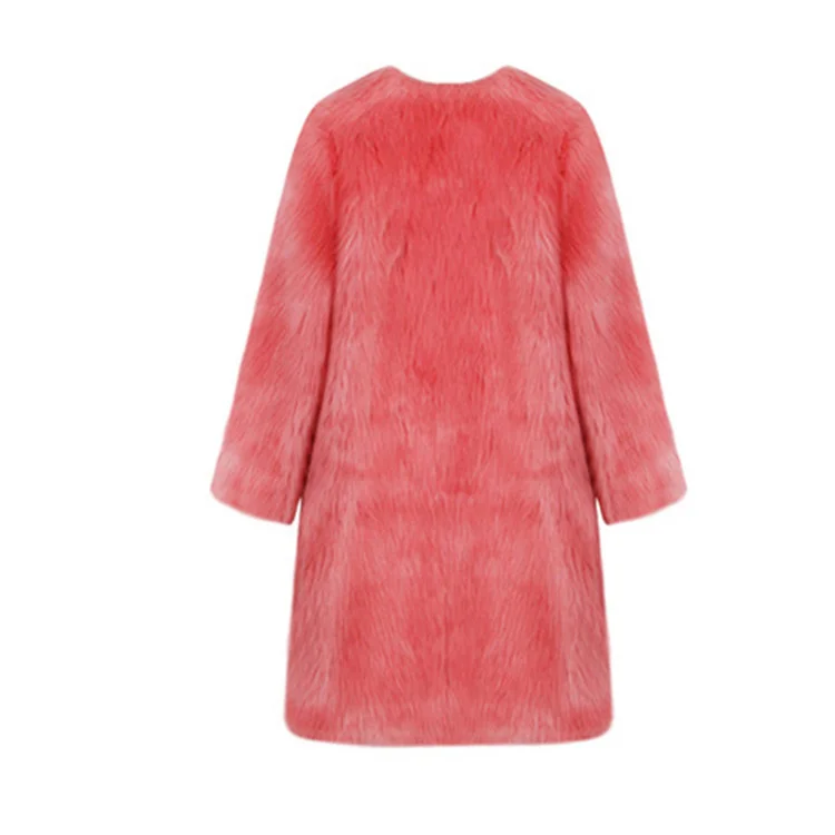 ICCLEK Ladies' long fur coat imitation fur coat women's fox hair lengthened thickened coat