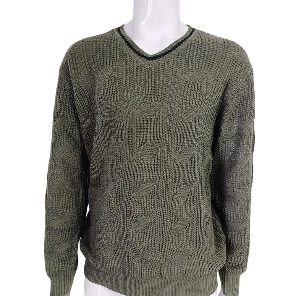 

Trendy Men Base Sweater Long Sleeves Washable Men Pullover Sweater Slim Fit Stretchy Pullover Sweater