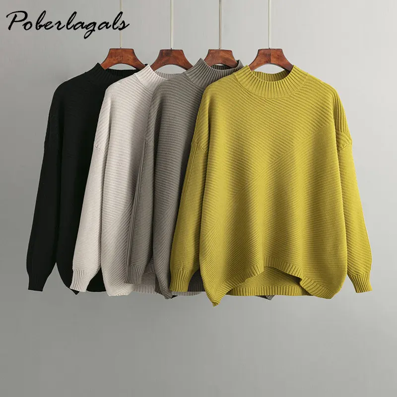 

Winter Warm Soft Loose Casual Sweater Women Pullover Sweater Autumn Fashion Knit O-Neck Sweater Female Oversized Jumper Tops