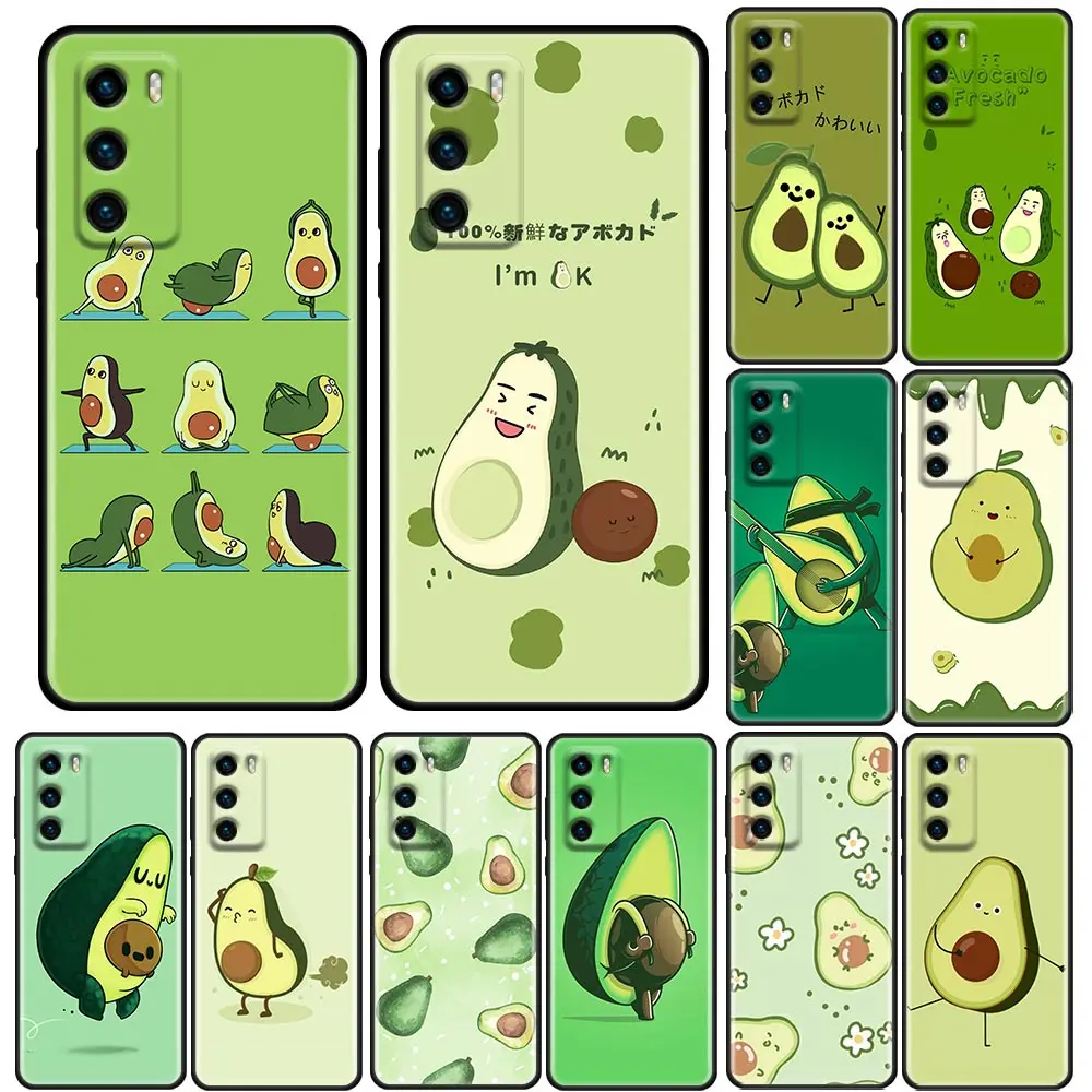 

Funda Case For HUAWEI P50 P40 P30 P20 P10 P9 P8 Plus MATE 30 20 20X 10 9 8 Pro Lite Case Capa Para Shell Green Funny Avocado