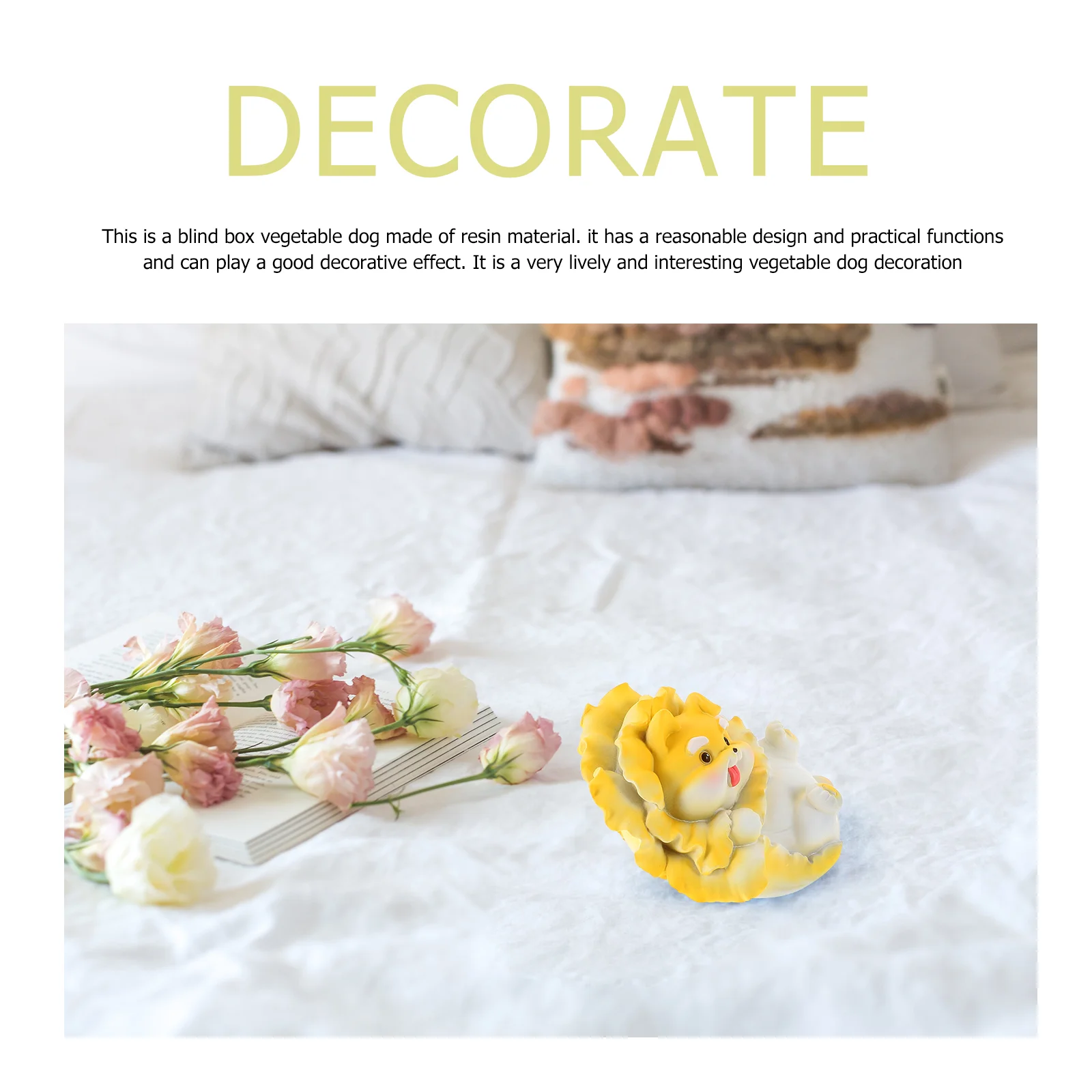 

Cartoon Vegetable Dog Figurine Decor Tabletop Dog Ornament Delicate Resin Dog Sculpture