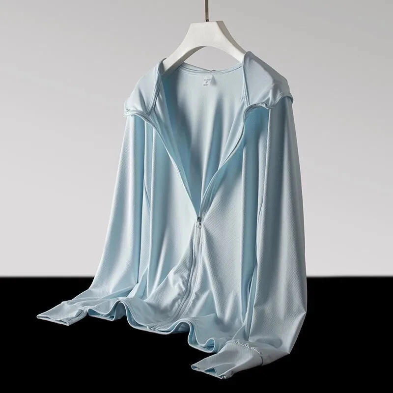 New Summer Women Solid Color Loose UV Resistant Ice Silk Sunscreen Jacket Female Thin Style Hooded Clothes