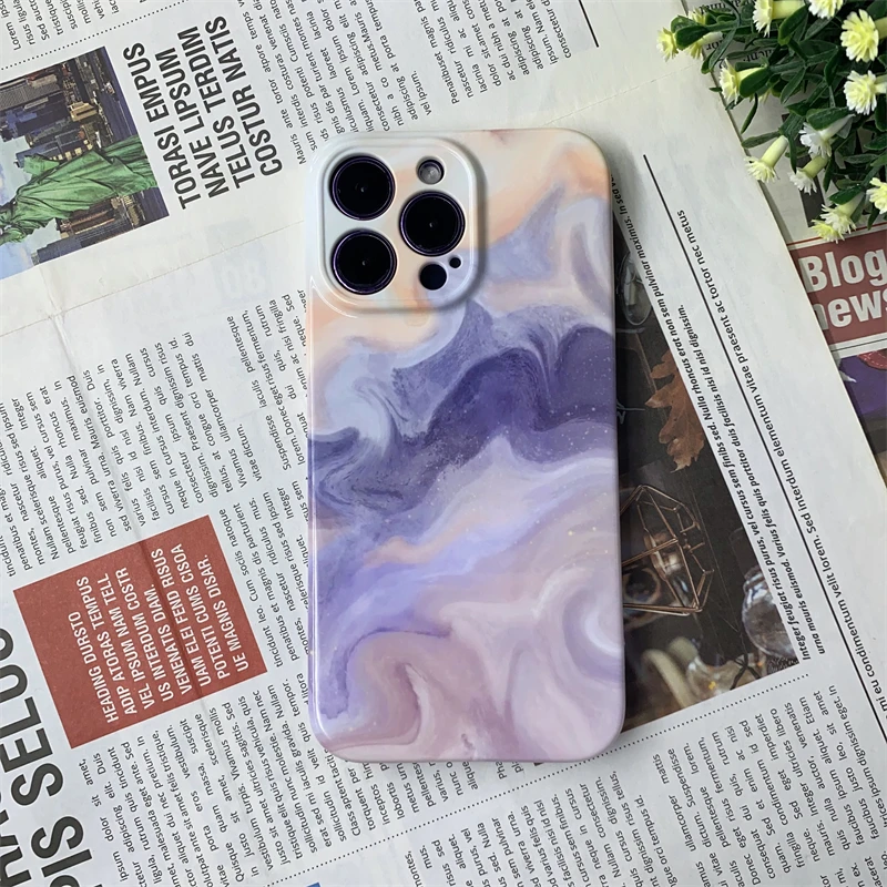 

Романтический фиолетовый чехол для IPhone из ТПУ 14 13 12 11 Mini Plus Pro Max волна Магнитный Magsafe мрамор ударопрочный эстетический