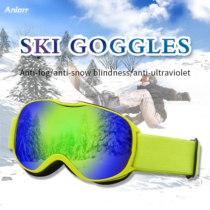 

Kids Ski Goggles Double Layers UV400 Anti-fog Big Ski Glasses Skiing Mask Snow Goggles Skiing Glasses for Boys and Girls