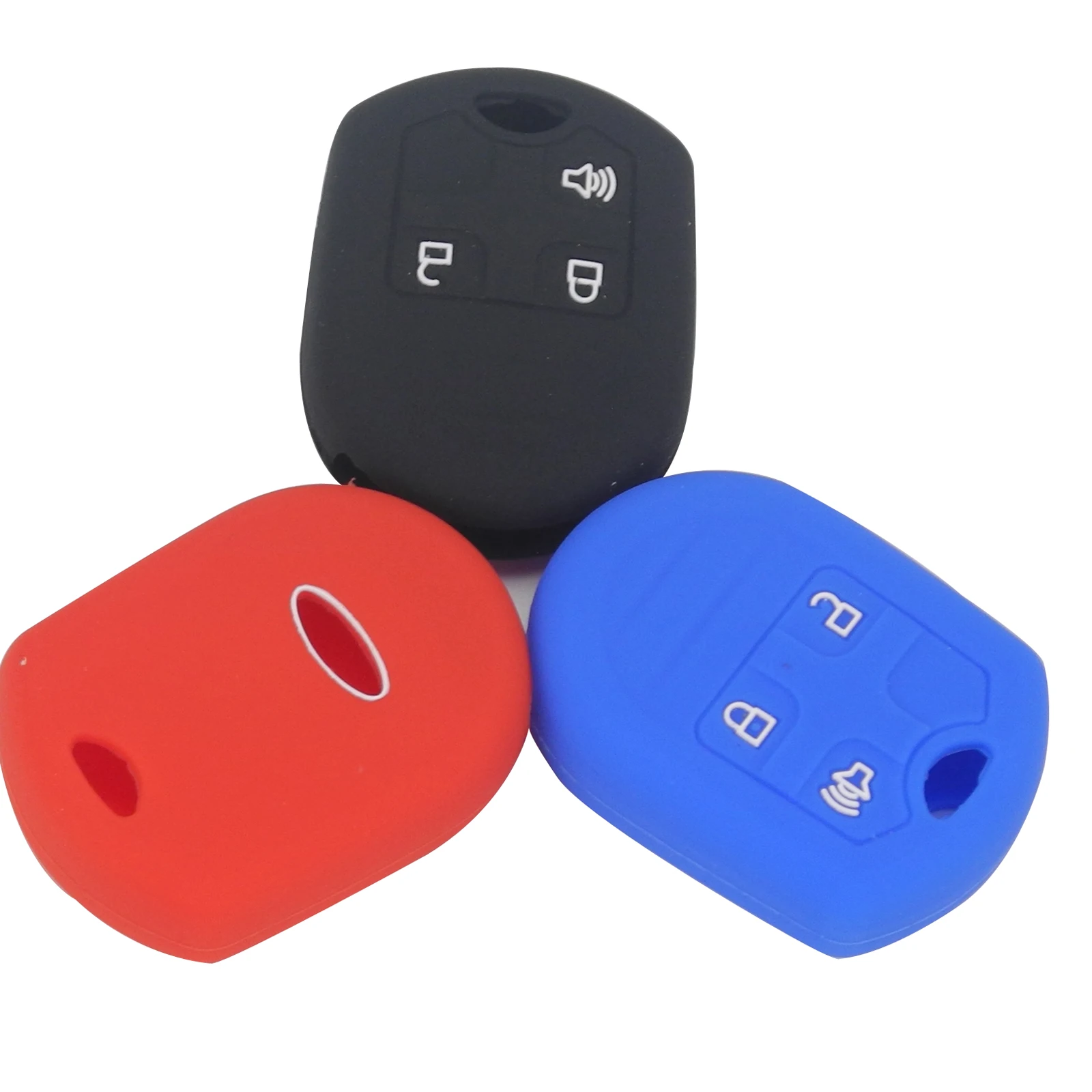 jingyuqin 10pcs 3BTN Silicone Key Case For Ford Explorer Flex Focus Taurus Escape Mustang Cover Holder Protector Car Accessories