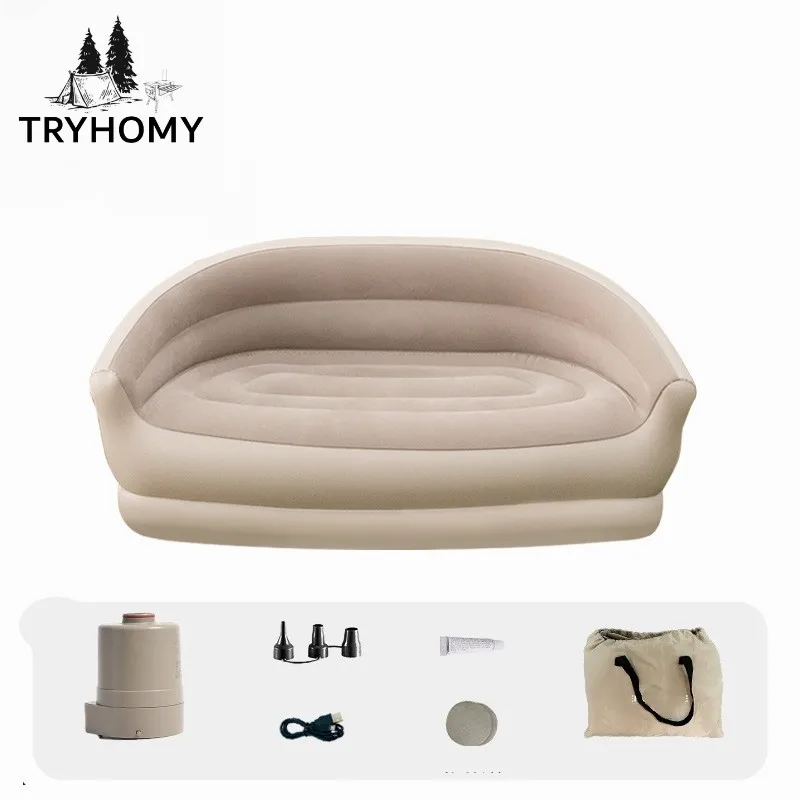 

Camping Inflatable Sofa Outdoor Double Portable Air Mattress Bed Lazy Camping Leisure Automatic Inflatable Lounger New