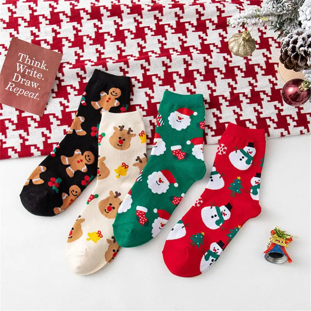

NEWEST Christmas Socks Mid Tube Cotton Print Socks Cute Cartoon Fashion Stockings Cotton Fashion Brand Snowman Stockings