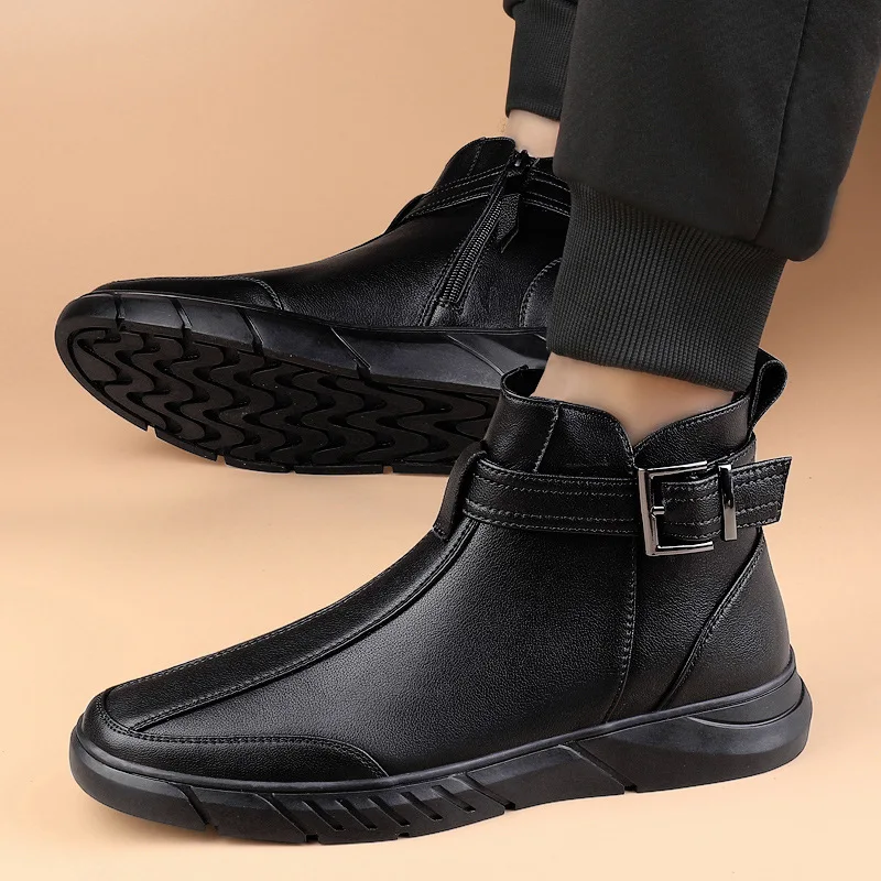 

New Men's Winter Shoes Warm Comfortable Non-Slip Men Winter Boots Plush Warm Men's Boots Waterproof Leather Sneakers