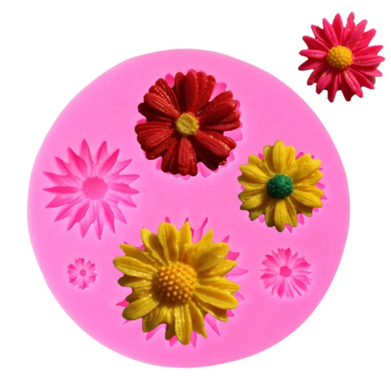 

3D Sunflower Flower Petals Embossed Silicone Mold Relief Fondant Cake Decor Tool