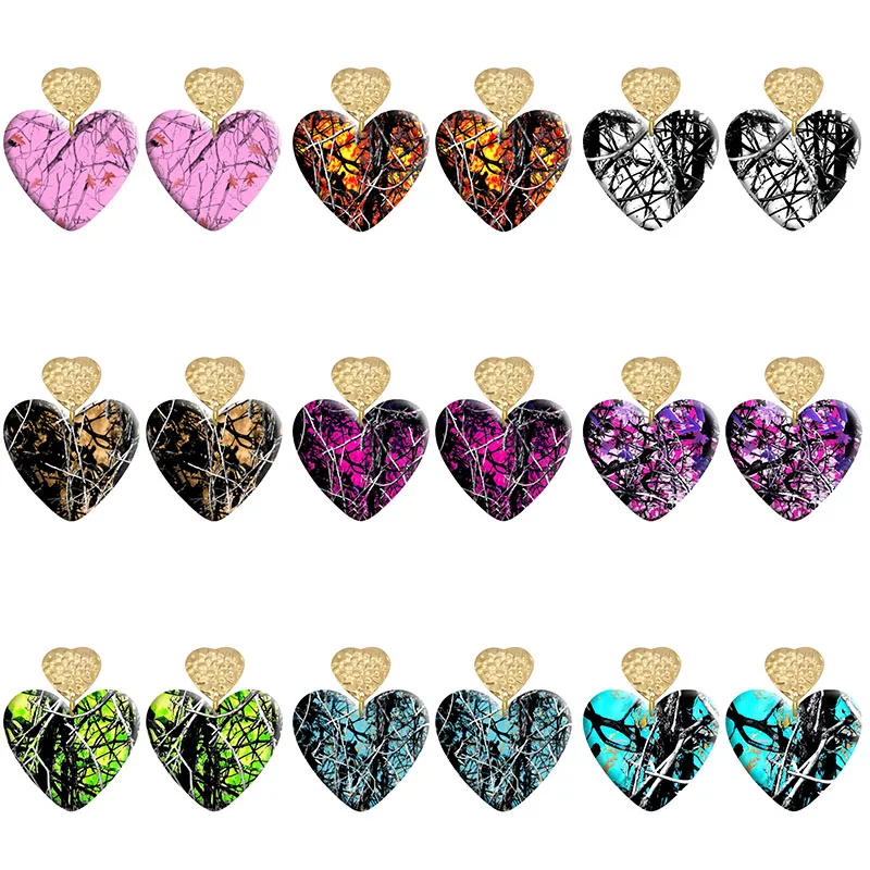 

Tree Love Acrylic Heart Hook Earrings For Women Piercing Ear Drop Dangle Jewelry R1940