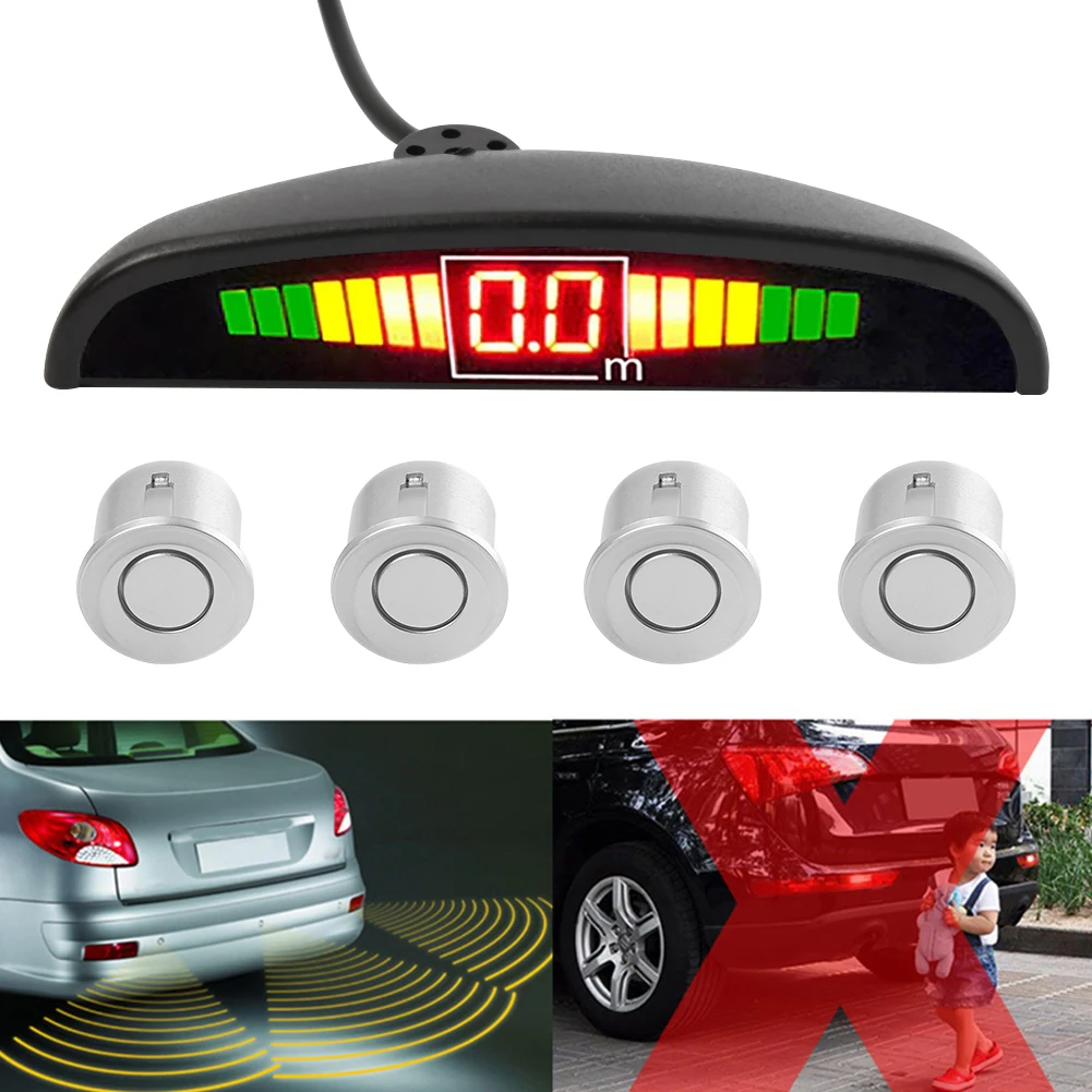 Купи 4 Sensors LED Detector Display Auto Parking Sensor Kit Car Reverse Backup Radiolocator Monitoring System Auxiliary Alarm за 292 рублей в магазине AliExpress