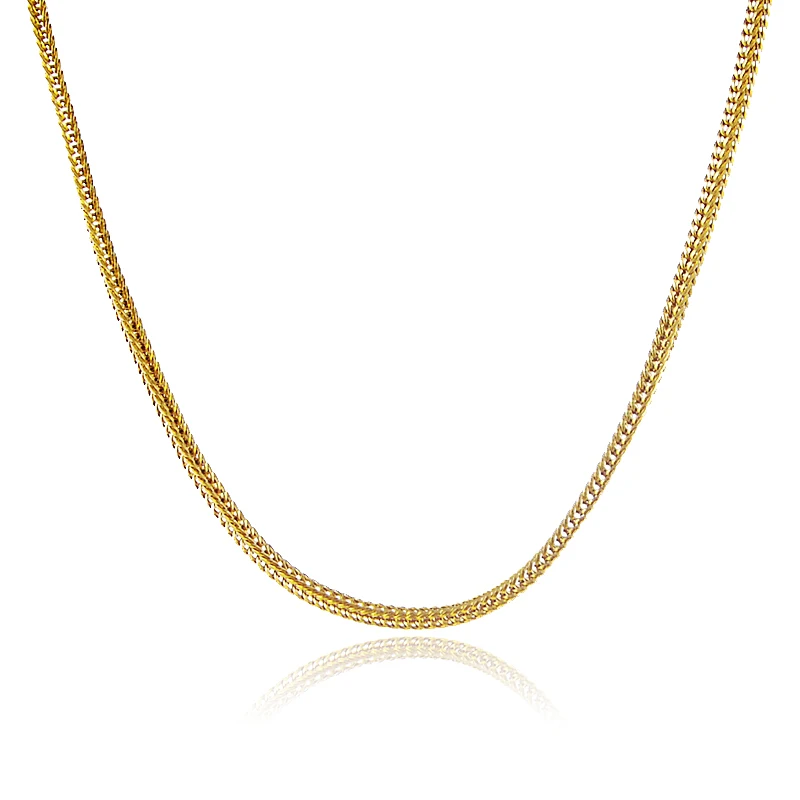 

24k Real Gold Necklace Plating Gold 2MM Snake Bone Necklace for Women's Wedding Birthday Gift