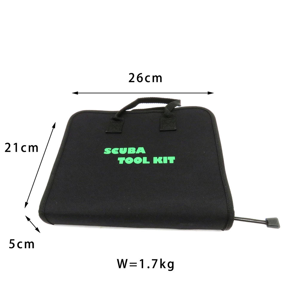 

Kit Diving Repair Tool Scuba Spanner Wrench Tank Valve With Bag 1700g 21*26*5cm BCD Gear O-Ring Plastic + Metal