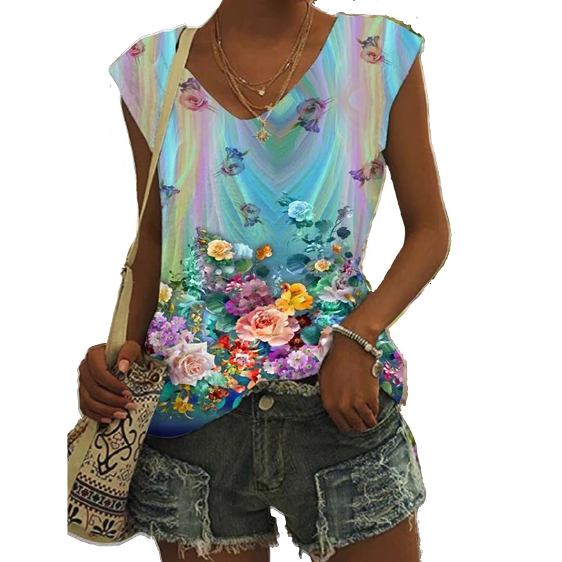 Женская Пляжная футболка без рукавов с принтом заката гавайская майка летний