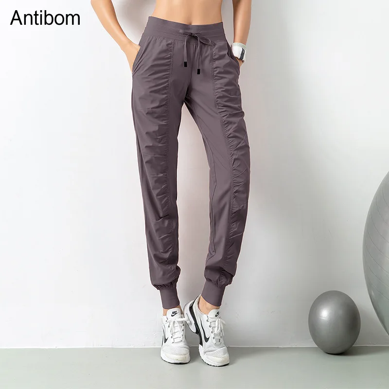 Antibom Running Sport Joggers Sweatpants Women Yoga Pants Athletic Gym Fitness Pants Trousers Quick Dry Drawstring with Pockets