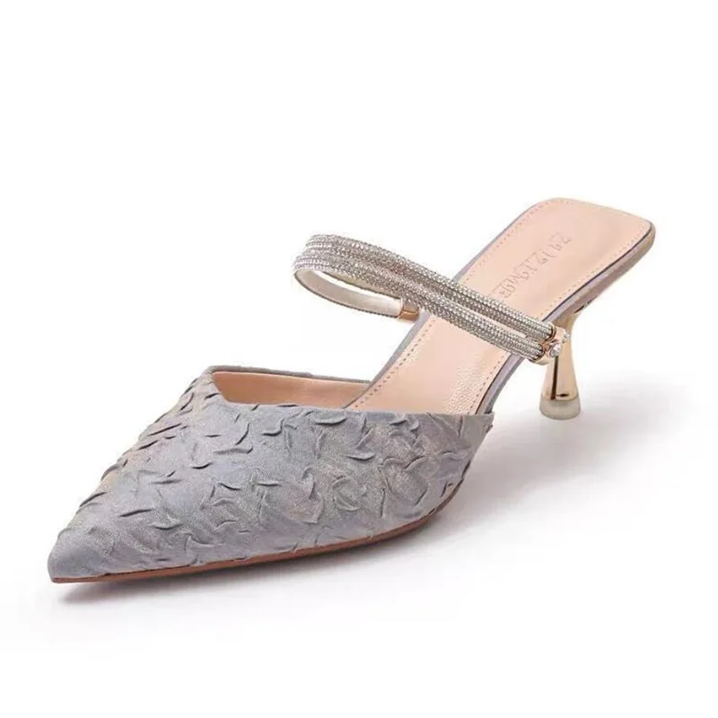 Женские сандалии с кристаллами летние элегантные женские туфли-лодочки