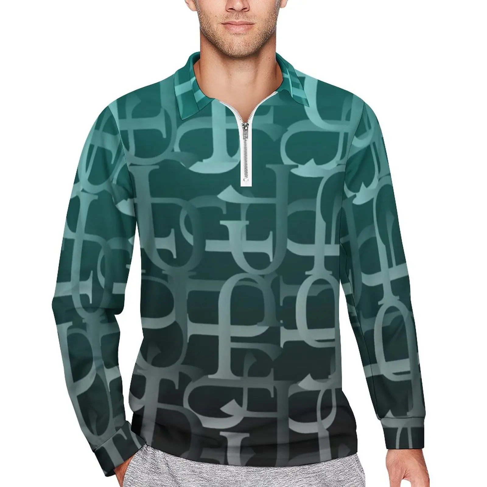 

Abstract Letter Print Polo Shirt Autumn Fun Typography Zipper Casual Shirt Long-Sleeved Streetwear Custom Oversized T-Shirts