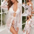 Платье, бикини, комплект нижнего белья, женское сексуальное кружевное женское нижнее белье, Униформа для косплея, прозрачные трусики, стринги, женское нижнее белье с большим бантом