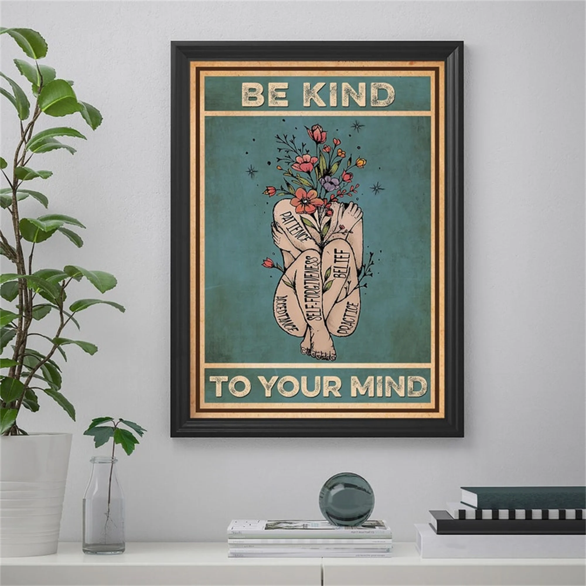

Mental Health Awareness Be Kind To Your Mind Vintage Poster Canvas Painting Modern Wall Art Pictures Modular Home Decor Bedroom