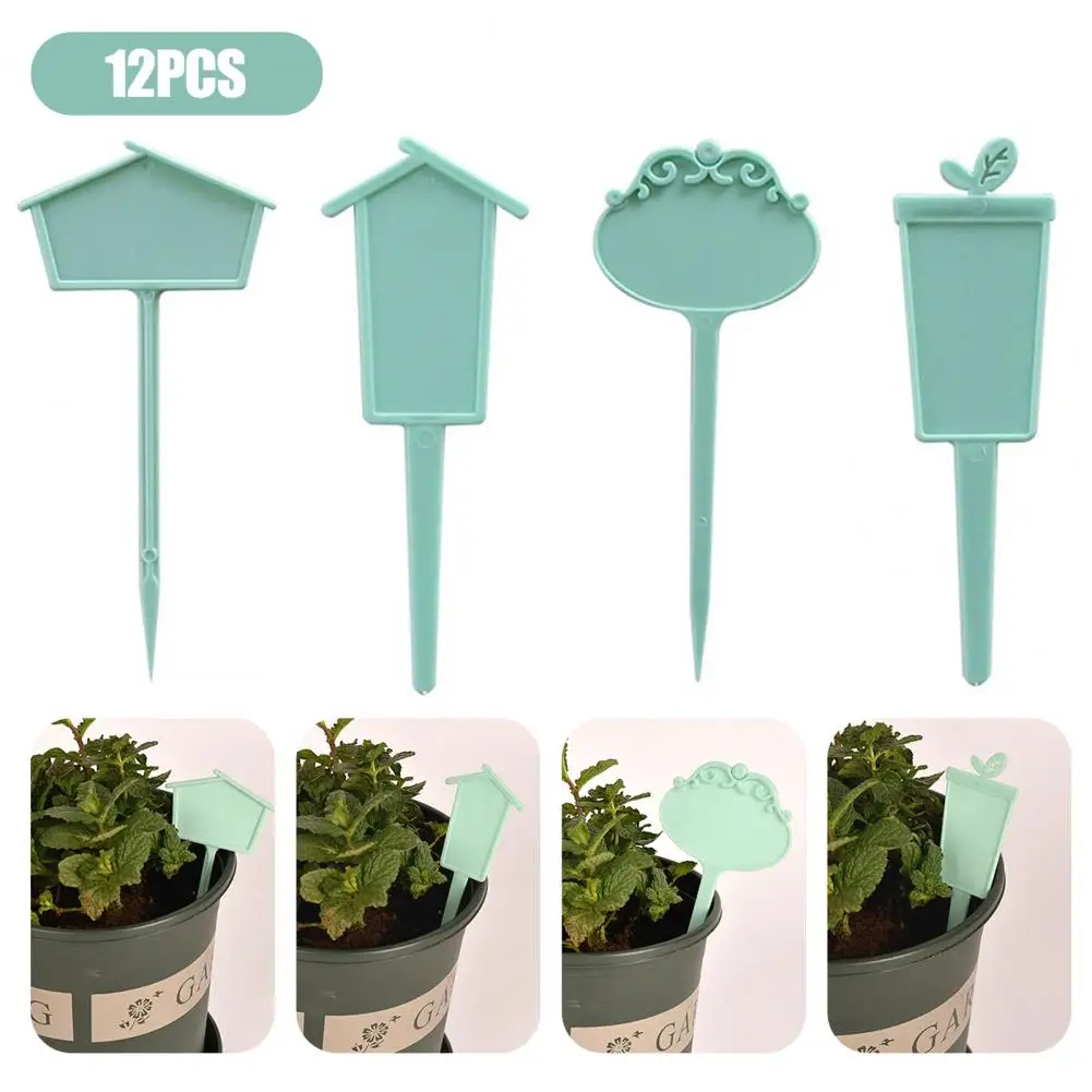 

12Pcs Plant Markers Plastic Multi-shapes Tip Waterproof Fruit Vegetable Garden Stake Plant Tag Garden Supplies
