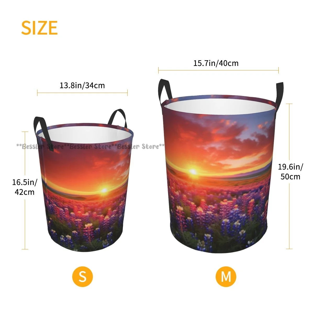 Корзина для белья Sunset Over Field Lupine Flower в Колорадо США круглая корзина хранения