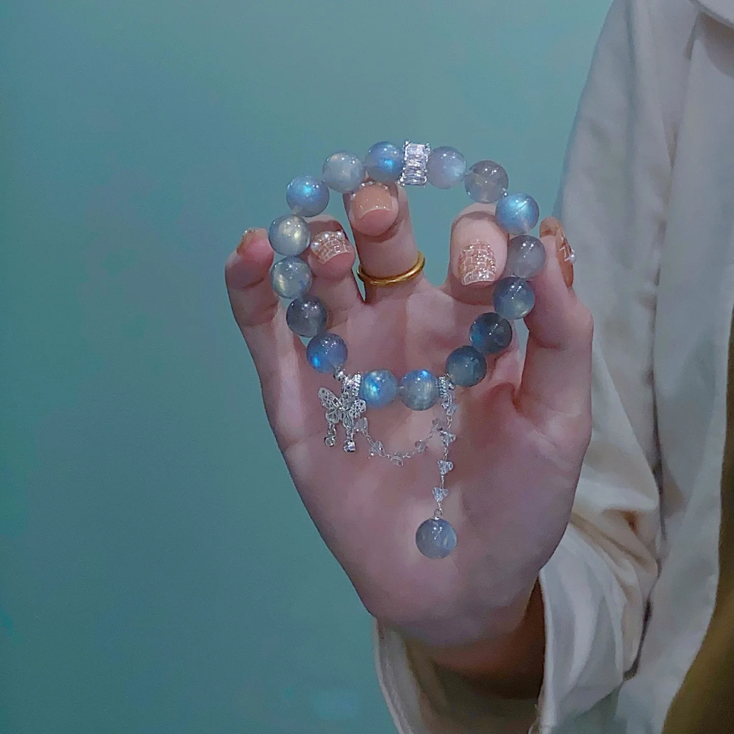 Оригинальный дизайн натуральный серый лунный свет браслет с кисточками для