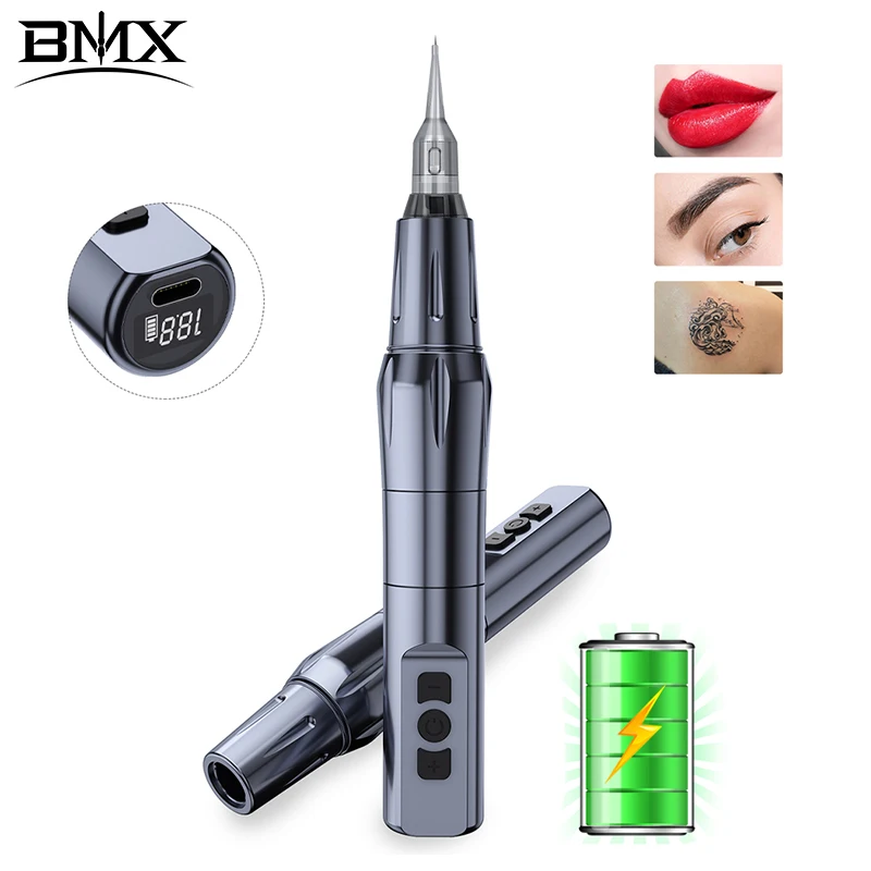 New Wireless Tattoo Machine Pen PMU Eyebrows Digital LCD Display Low Vibration Permanent Makeup for Tattoo Artist Equipment
