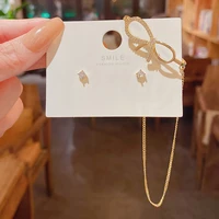 elegant zircon bow dangle earrings for girls korean fashion asymmetrical gold earring for women drop earrings jewelry gift