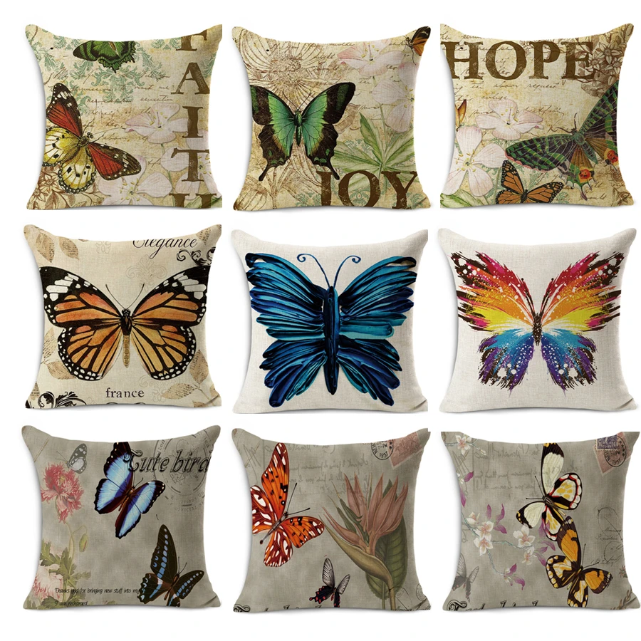 

45x45cm classical style Retro Butterfly printed pillow home decorative throw Pillows European Vintage pillowcase without core N2