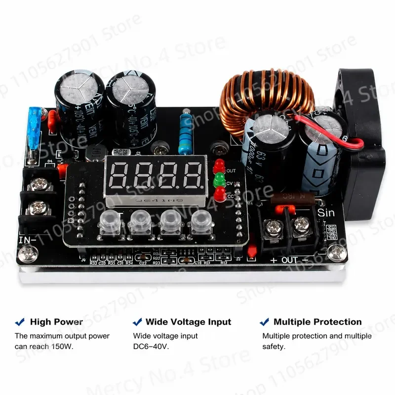Фото Модуль регулируемого понижающего преобразователя постоянного тока DC400W с числовым управлением для плат постоянного напряжения и постоянного тока высокой мощности №5