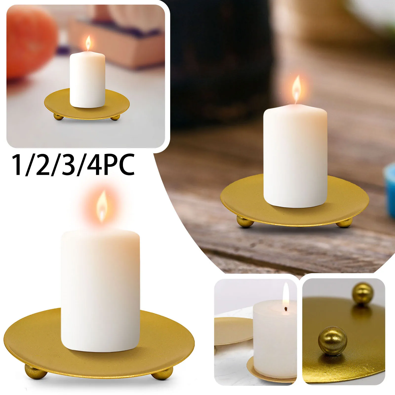 Geometric Round Wrought Iron Candlestick Desktop Decorative Ornaments Creative 9 Candle Holder for Fireplace for Centerpieces