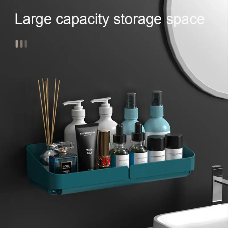 

Wall-mounted Makeup Holder Without Drilling High-capacity Storage Rack Shelf Convenience No Punching Bathroom Shelves